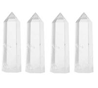 Luckeeper 3" Clear Quartz Crystal Wands, 6 Faceted Reiki Single Point Quartz Stones Tower for Chakra Meditation Therapy 4 PCS