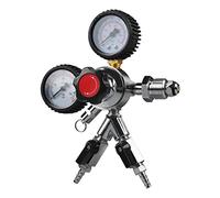 LUCKEG Dual Gauge Nitrogen Regulator - Draft Beer Nitrogen Keg Regulator with Double 5/16" Outlet Barb 0-100 psi and 0-3000 psi Pressure Table Pressure Release Valve Free Worm Clamps CGA-580