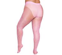 LUCKELF Cute Hearts Pattern Tights Multicolor Sheer Tights for Women Plus Size Lace Stockings, Pink-20d-ultra Silky, 3X-Large-7X-Large Plus Extra Tall