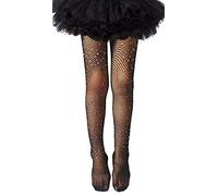 LUCKELF Girls Tights Children's Fishnet Tight 12 Colors Sparkle Rhinestone Hollow Out Pantyhose - Black - Large
