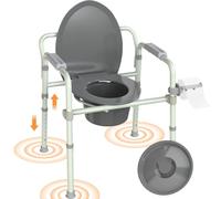Luckfaith Bedside Chest of Drawers Chair, Bedside Chest with Toilet Surround, Height Adjustable, Portable Commode Chair for Adults Seniors