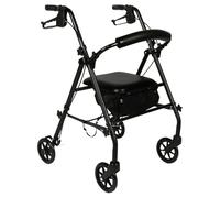 Luckfaith Folding Rollator, 4 Wheeled Walker with Seat and Storage Basket, Height Adjustable, Locking Brakes for Seniors Walking Aid