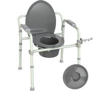Luckfaith Height Adjustable Commode Toilet Chair with Removable Bucket -Durable Seat Frame180kg Capacity, Portable Bedside Toilet Aid for Elderly & Disabled Adults - Foldable, Sturdy, Lightweight