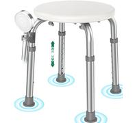 Luckfaith LC05 Shower Chair for Elderly, Non-Slip Shower Stool with Suction Cup Feet, Adjustable Bath Chair Supports 348 lbs, Lightweight Aluminum Bath Seat for Small Showers