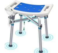 Luckfaith Shower Chair with X-Frame Support - 3-Level Adjustable Height (43.5-48 cm), Non-Slip Bath Stool with Shower Head Holder, Stable Shower Seat for Elderly, Disabled & Recovery, Blue