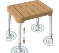 Luckfaith Shower Stool with 6-Level Height Adjustment, Lightweight Bath Bench Seat for Elderly & Disabled, Brown