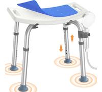 Luckfaith Shower Stool with Height Adjustment - Non-Slip and Lightweight Shower Seat Ideal for Seniors, Pregnant Women and People with Limited Mobility