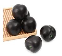 Luckforest Artificial Brin Plum, 6Pcs Lifelike Simulation Realistic Black Plum Fake Fruit for Home Kitchen Cabinet Decoration Food Photography Props Model