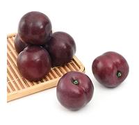Luckforest Artificial Brin Plum, 6Pcs Purple Lifelike Simulation Realistic Black Plum Fake Fruit for Home Kitchen Cabinet Decoration Food Photography Props Model