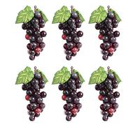Luckforest Artificial Grapes, 6Pcs Agate Red Simulation Frosted Grape Clusters for Vintage Wedding Favor Wine Decor Faux Fruit Props Grape Vines Garland Decorations