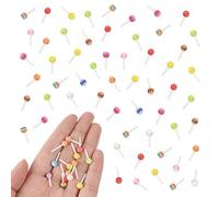 Luckforest Miniature Resin Lollipop, 150 Pcs Mixed Colors Mini Lollipops Food Models for Dollhouse Decor DIY Crafts Mini Kitchen Micro Landscaping Decoration
