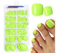 LuckForever 168pc Press on Toenails Women Fake Toe Nails with Adhesive Tabs, Neon Fake Toenails Press on Nails Toe Acrylic Nail Tips Short Square False Toenails Artificial Toe Nails Press ons