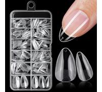 LuckForever 240pc Short Almond Fake Nails Tips Clear Press on Nails Short Almond Nail Tip Full Cover Soft Gel Nail Tips False Nail XS Stiletto Artificial Fingernails for Gel/Acrylic Nail Extension
