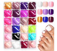 LuckForever 576 Pcs False Nail Tips for Women Glue Short Square Acrylic False Nail Tips with Glue