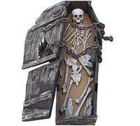 LUCKFY Halloween Skull Coffin - 1.6M Simulation Foam Chain Big Coffin Skull Bone Tomb Props - for Haunted Bar KTV Party Room Escape Agency, Including Coffins and Skeleton