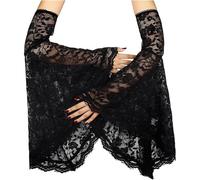 LUCKGONI Punk Lace Sleeves Witch Gloves Elegant Costume Armwear with Flared Cuffs for Theme Parties and Halloween Dressingup