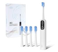 LUCKIER Electric Toothbrush Oscillating and Vibrating Left-Right Swinging Motion, 5 Cleaning Modes, 3 Intensity Levels, 4 Replaceable Brush Heads, IPX7 Waterproof, USB Rechargeable - for Home & Travel