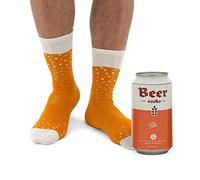 Luckies Novelty Beer Socks - Colourful Socks For Men, Made From Soft Cotton Nylon - Funny Socks For Men, Crazy Socks in Beer Can, Orange Ale