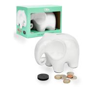 Luckies - Elephant Piggy Bank & Money Jar | Elephant Gifts For Women | Money Box Desk Accessories For Women | White Board Piggy Banks | Ornament & Bank