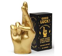 Luckies Golden Fingers Crossed Lucky Charm | Pocket-Sized 3D Gold Good Luck Token Mini Statue & Paperweight | Unique Ring Holder | Desk Accessory & Novelty Gift for Support | Fortune & Friendship