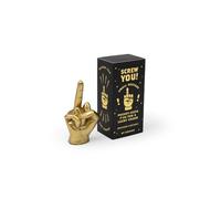 Luckies Golden Middle Finger Lucky Charm - Pocket-Sized Gold Good Luck Token in Elegant Black & Gold Box - Solid Mini Statue - Unique Ring Holder - Novelty Gift, Room Decor or Desk Accessory