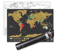 Luckies Scratch Map | Scratch Off World Map | Travel Frame | Wall Scratchable Maps | Countries Visited Maps | Rub Off Poster | Europe & US States Scratchable | Tube Included | Deluxe Travel Size