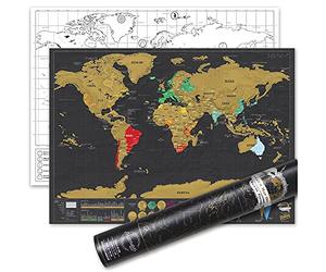 Luckies Scratch Map | Scratch Off World Map | Travel Frame | Wall Scratchable Maps | Countries Visited Maps | Rub Off Poster | Europe & US States Scratchable | Tube Included | Deluxe Travel Size