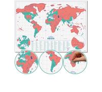 Luckies Scratch Map | Scratch Off World Map | World Travel Maps Frame | Countries Visited Maps | Scratchable Foil Poster | US & Australian States | Scratchable Wall Pin Board | A3 Size | Neon Coral