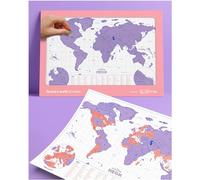 Luckies Scratch Map | Scratch Off World Map | World Travel Maps Frame | Countries Visited Maps | Scratchable Foil Poster | US & Australian States | Scratchable Wall Pin Board | A3 Size | Neon Purple