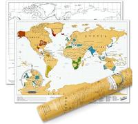 Luckies Scratch Map | Scratch Off World Map | World Travel Maps Frame | Countries Visited Maps | Scratchable Poster with Tube | Detailed Europe & US States Poster | Scratchable Wall Pin Board Regular