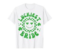 Luckiest Bride | Lets Get Lucked Up Bachelorette Retro Smile T-Shirt