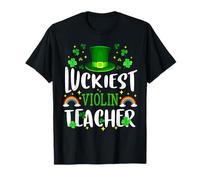 Luckiest Violin Teacher St Patricks Day Leprechaun T-Shirt
