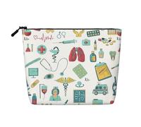 Luckily&Day abstraction biology chemistry4 Print Cosmetic Bag for Women Makeup Bag Fashion Travel Bag with Large Storage Gifts For Women, Black, One Size, Black, One Size