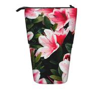 Luckily&Day Beauty red Floral Flowers Print Vertical Retractable Pouch Novelty Standing Bag Pop Up Bag Unique Telescopic Pouch for Office Makeup, Black, One Size, Telescopic