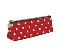 Luckily&Day Big white dot Print Personalized Triangular Pouch Stylish Leather Cosmetic Organizer Compact zipper pouch, White, One Size, Stylish