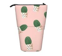 Luckily&Day Cactus red Print Vertical Retractable Pouch Novelty Standing Bag Pop Up Bag Unique Telescopic Pouch for Office Makeup, Black, One Size, Telescopic