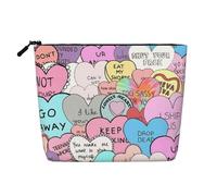 Luckily&Day Colorful Heart-standard Print Cosmetic Bag for Women Makeup Bag Fashion Travel Bag with Large Storage Gifts For Women, Black, One Size, Black, One Size