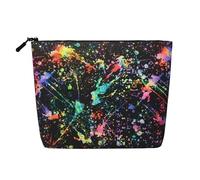 Luckily&Day Colorful Paint-standard Print Cosmetic Bag for Women Makeup Bag Fashion Travel Bag with Large Storage Gifts For Women, Black, One Size, Black, One Size