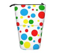 Luckily&Day Colorful Polka Dots Print Vertical Retractable Pouch Novelty Standing Bag Pop Up Bag Unique Telescopic Pouch for Office Makeup, Black, One Size, Telescopic