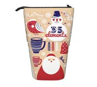 Luckily&Day Cute Animals with Snowman Print Vertical Retractable Pouch Novelty Standing Bag Pop Up Bag Unique Telescopic Pouch for Office Makeup, Black, One Size, Telescopic
