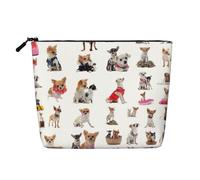 Luckily&Day Cute Chihuahua Pug Print Cosmetic Bag for Women Makeup Bag Fashion Travel Bag with Large Storage Gifts For Women, Black, One Size, Black, One Size