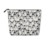 Luckily&Day Cute Penguins Sketch Print Cosmetic Bag for Women Makeup Bag Fashion Travel Bag with Large Storage Gifts For Women, Black, One Size, Black, One Size