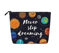 Luckily&Day Cute Planet Print Cosmetic Bag for Women Makeup Bag Fashion Travel Bag with Large Storage Gifts For Women, Black, One Size, Black, One Size
