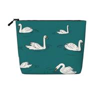 Luckily&Day Cute Swans Print Cosmetic Bag for Women Makeup Bag Fashion Travel Bag with Large Storage Gifts For Women, Black, One Size, Black, One Size