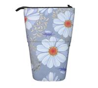 Luckily&Day Daisy Blue. Print Vertical Retractable Pouch Novelty Standing Bag Pop Up Bag Unique Telescopic Pouch for Office Makeup, Black, One Size, Telescopic