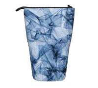 Luckily&Day dark blue marble Print Vertical Retractable Pouch Novelty Standing Bag Pop Up Bag Unique Telescopic Pouch for Office Makeup, Black, One Size, Telescopic