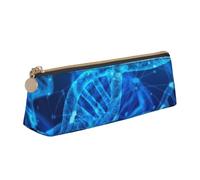 Luckily&Day DNA Chain Photo Print Personalized Triangular Pouch Unique Leather Cosmetic Organizer Compact zipper pouch, White, One Size, Stylish, White, One Size, Stylish