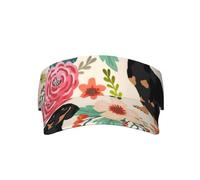 Luckily&Day Dog Floral Print Adult Sunscreen Visor Cap Visor Hats Empty Top Baseball Sun Cap for Beach Outdoor Travel Black, Black, One Size-Medium, Black, One Size-Medium