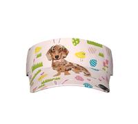 Luckily&Day Dog Flower Print Adult Sunscreen Visor Cap Visor Hats Empty Top Baseball Sun Cap for Beach Outdoor Travel Black, Black, One Size M