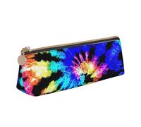 Luckily&Day Exotic Tribe Tie Dye Style Print Personalized Triangular Pouch Unique Leather Cosmetic Organizer Compact zipper pouch, White, One Size, Stylish